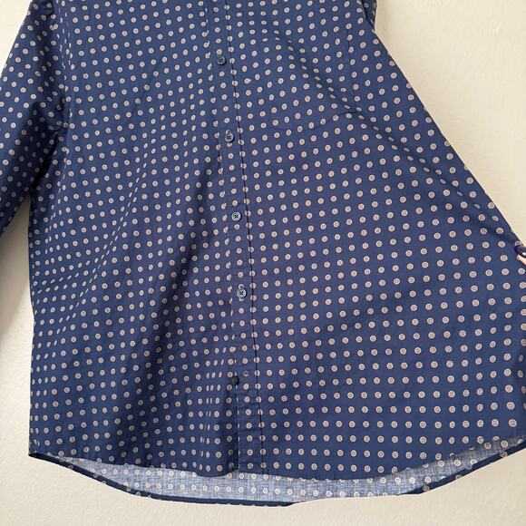 EXPRESS Mens Blue Pattern Dress Shirt Button Up Work Office Club Formal Size XL - Picture 6 of 10